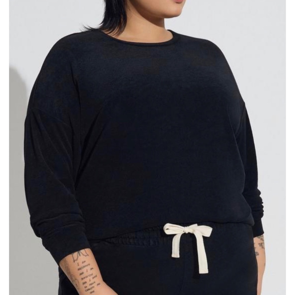 🆕 Black Terry Cloth Long Sleeve Beach Sweatshirt 2 2X 18 20 NWT Torrid New Swim